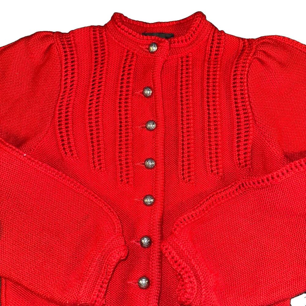 Vtg Astrifa Strick Modelle Austrian Cardigan Sweater 40 Red Wool Trachten Folk